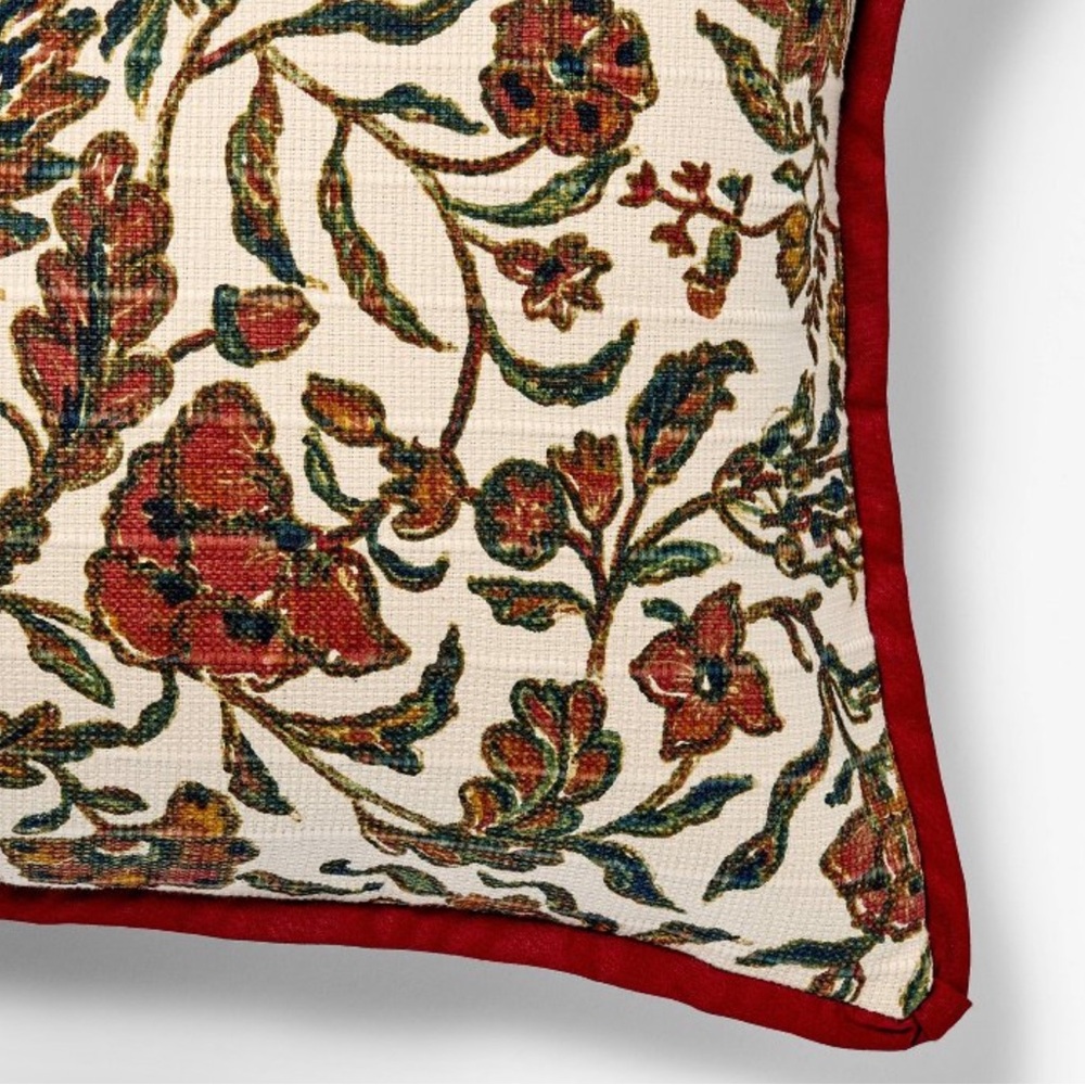 STUDIO MCGEE NET Jacobean floral throw pillow -burgundy/cream -14x24 - Picture 2 of 7